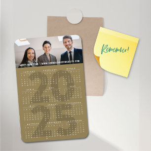 Simple Gold 2025 Calendar Minimalist Holiday Photo Magnet
