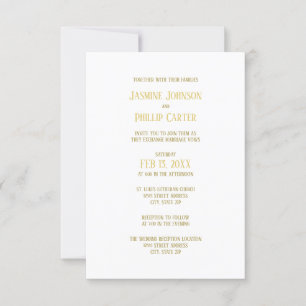 Simple Gold - 3x5 Wedding/Reception Invitation