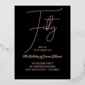 Simple Gold | 50th Birthday Foil Invitation Postcard