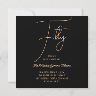Simple Gold   50th Birthday  Save The Date
