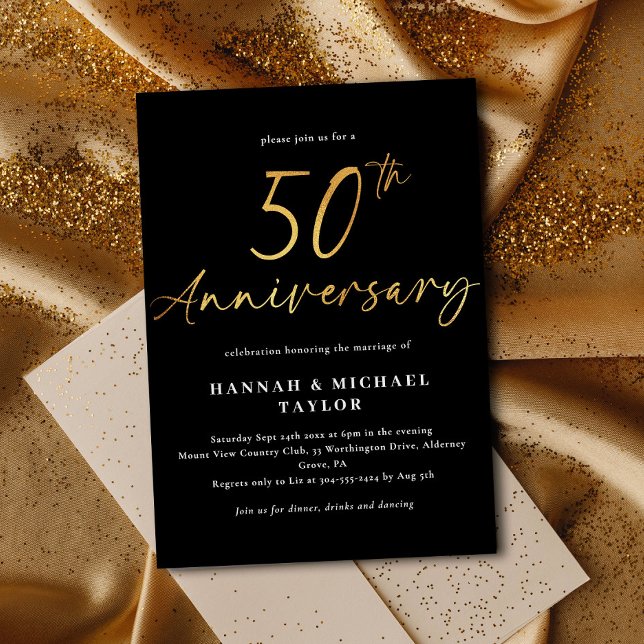 Simple Gold 50th Wedding Anniversary Invitation (Creator Uploaded)