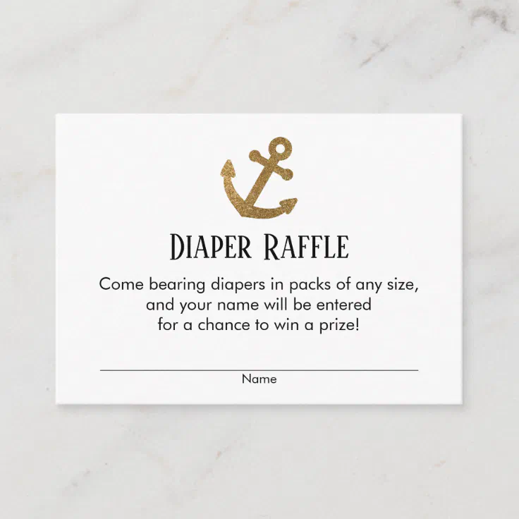 Simple Gold Anchor Diaper Raffle Ticket Cards | Zazzle