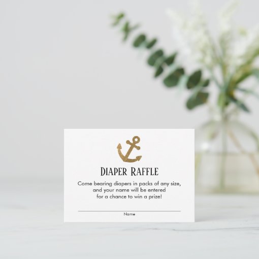Simple Gold Anchor Diaper Raffle Ticket Cards | Zazzle