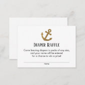 Simple Gold Anchor Diaper Raffle Ticket Cards (Front/Back)