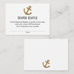 Simple Gold Anchor Diaper Raffle Ticket Cards | Zazzle