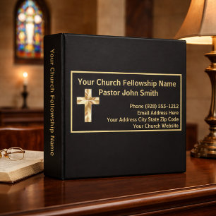 Simple Gold And Black Church Directory 3 Ring Binder