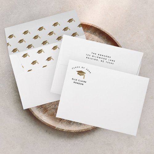 Simple Gold and Black Class of Graduation Envelope