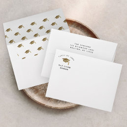Simple Gold and Black Class of Graduation Envelope