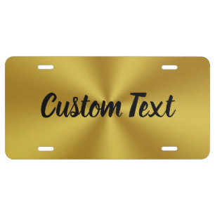Simple Gold and Black Cursive Script Text Template License Plate