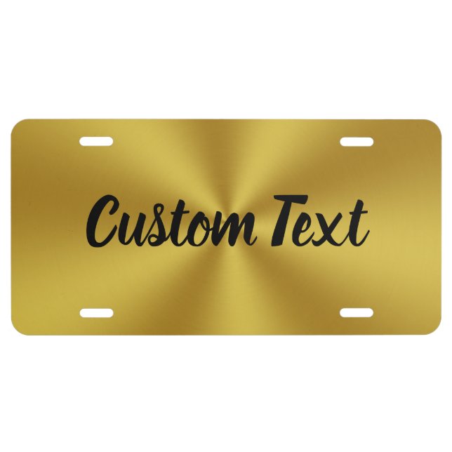 Simple Gold and Black Cursive Script Text Template License Plate (Front)