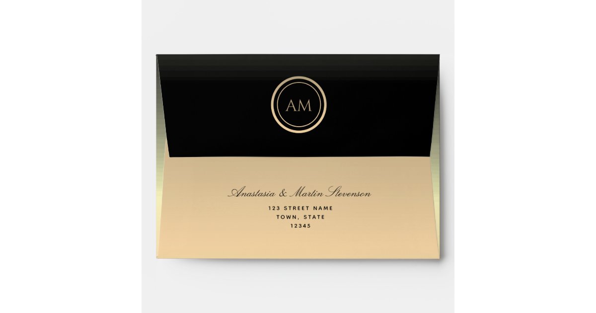 5x7 Black outside and Gold Inside Envelope, Zazzle