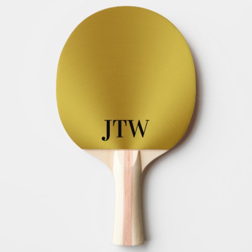 Simple Gold and Black Monogram Template Ping Pong Paddle