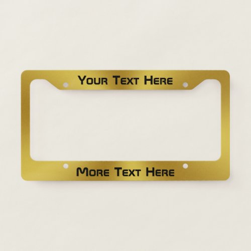 Simple Gold and Black Sci Fi Font Text Template License Plate Frame
