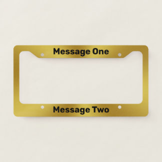 Simple Gold and Black Text Template License Plate Frame