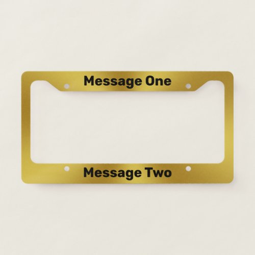 Simple Gold and Black Text Template License Plate Frame