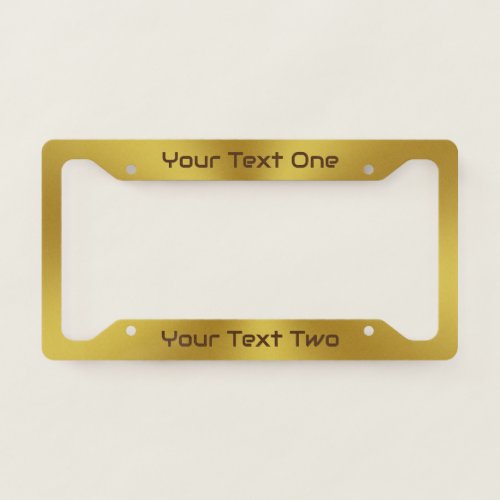 Simple Gold and Brown Sci Fi Font Text Template License Plate Frame
