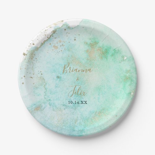 Simple Gold and Green Minimalist Wedding Cake Paper Plate Simple Gold and Green Minimalist Wedding Cake Paper Plate