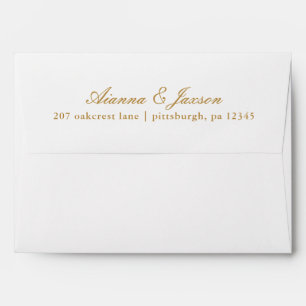 Simple Gold and White Return Address Wedding Envelope