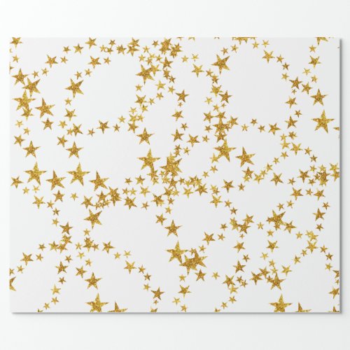 Simple Gold and White Star Wrapping Paper