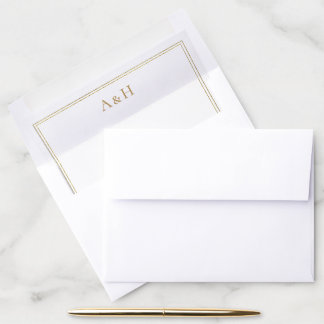 simple gold and white wedding envelope liner