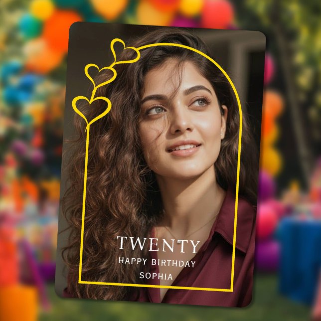 simple Gold Arch and heart 20th Birthday Card (simple Gold Arch and heart 20th Birthday Card)
