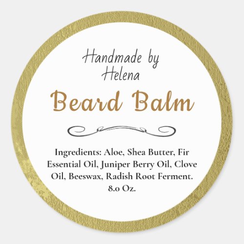 Simple Gold Beard Balm Product Label
