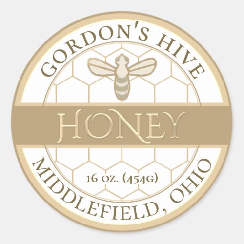 Simple Gold Bee and Honeycomb Honey Label