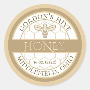 Simple Gold Bee and Honeycomb Honey Label