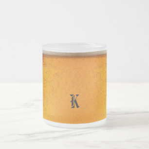 Simple Gold Beer Monogram Christmas party Frosted Glass Coffee Mug