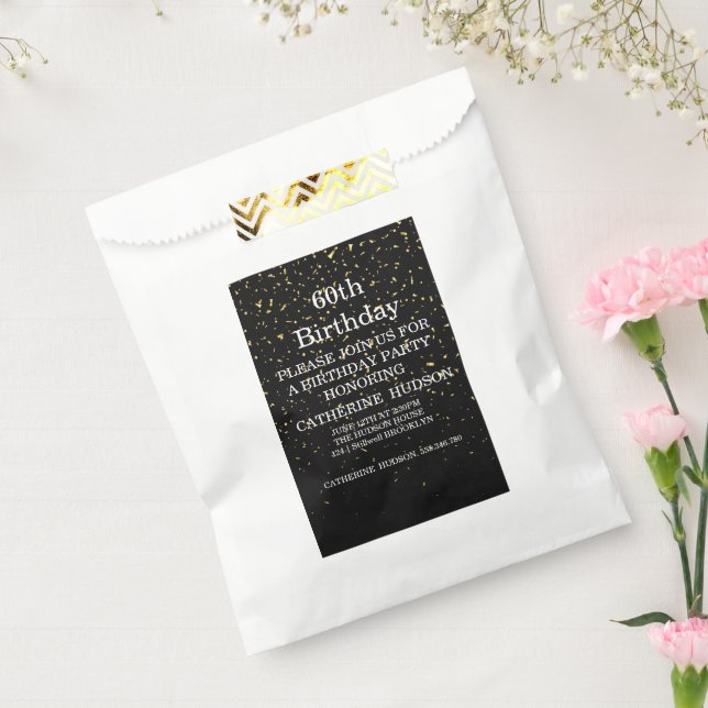 Simple gold Black 60th birthday Favor Bag (Sealed)
