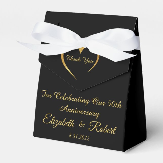 Simple Gold & Black Birthday Anniversary  Favor Boxes (Front Side)