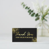 Simple Gold Black Glam Thank You For Your Purchase Business Card (Standing Front)