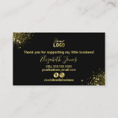 Simple Gold Black Glam Thank You For Your Purchase Business Card (Back)