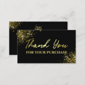 Simple Gold Black Glam Thank You For Your Purchase Business Card (Front/Back)