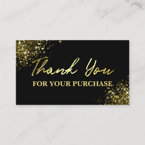 Simple Gold Black Glam Thank You For Your Purchase Business Card