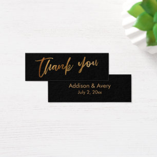 Simple Gold Black Wedding Thank You Favor Tag Card