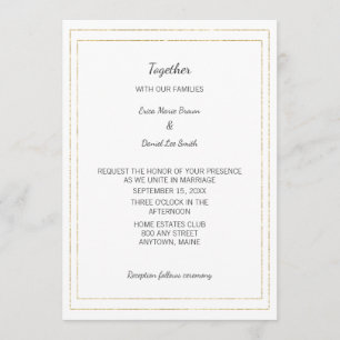 Simple Gold Border Wedding Invitation
