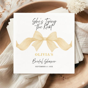 Simple Gold Bow She's Tying the Knot Bridal Shower Napkins