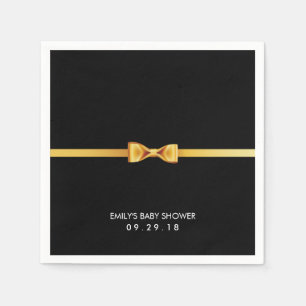 Simple Gold Bow Tie Baby Shower Napkins