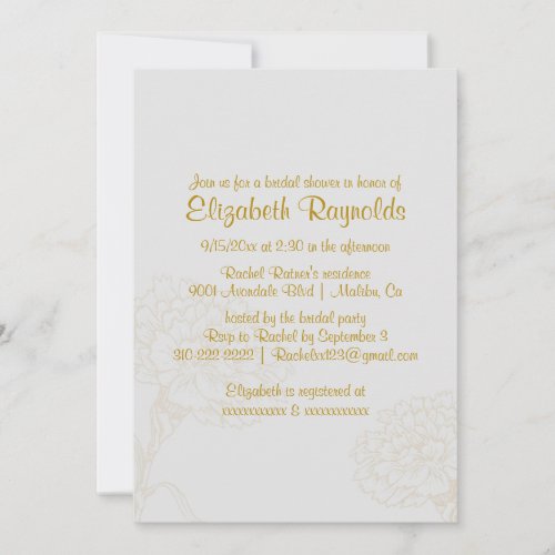Simple Gold Bridal Shower Invitations