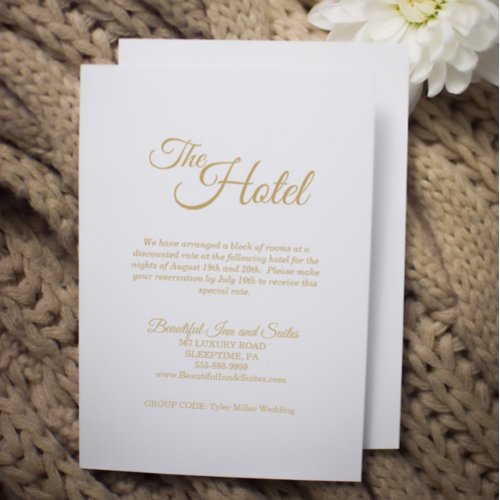 Simple Gold Calligraphy Accommodation Enclosure Card