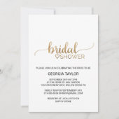 Simple Gold Calligraphy Bridal Shower Invitation (Front)