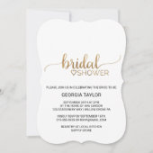 Simple Gold Calligraphy Bridal Shower Invitation (Front)