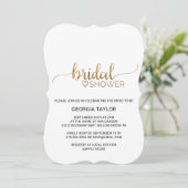 Simple Gold Calligraphy Bridal Shower Invitation (Standing Front)