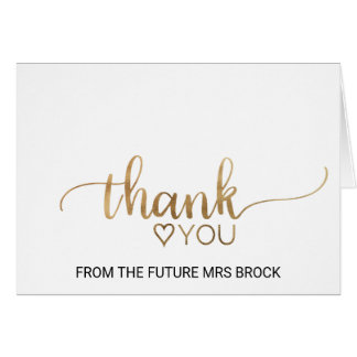 Bridal Shower Thank You Cards Greeting Photo Zazzle Simple Gold Calligraphy Bridal Shower Thank You Card