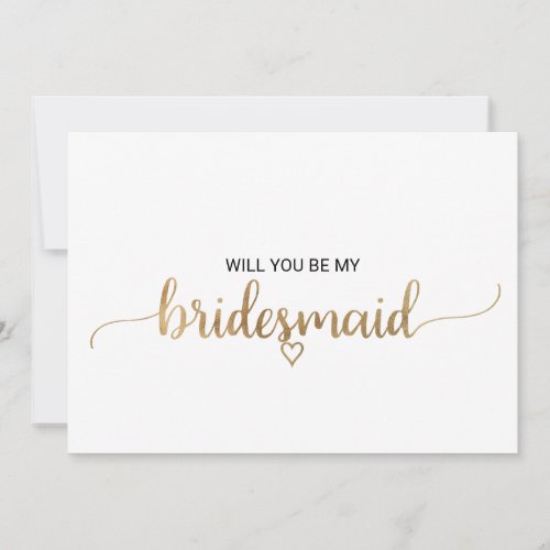 Simple Gold Calligraphy Bridesmaid Proposal Invitation