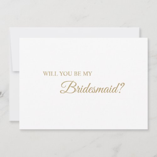 Simple Gold Calligraphy Bridesmaid Proposal Invitation