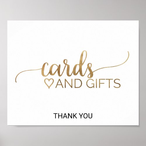 Simple Gold Calligraphy Cards and Gifts Sign