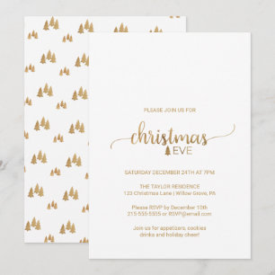 Simple Gold Calligraphy Christmas Eve Invitation