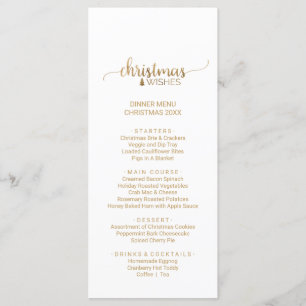 Simple Gold Calligraphy Christmas Menu Card